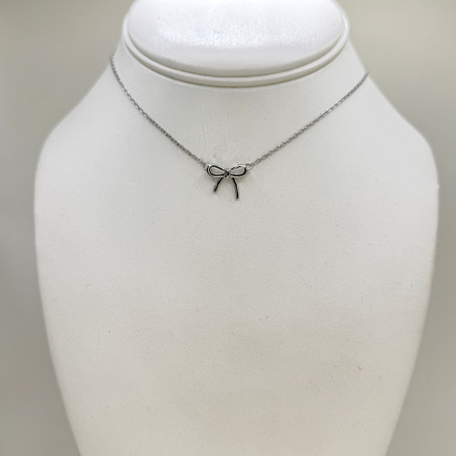 Petite Silver Bow Necklace