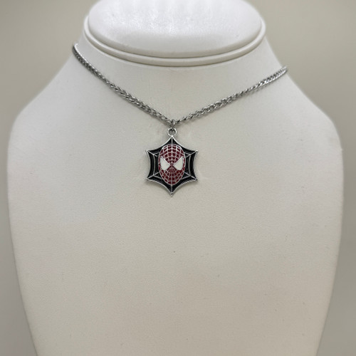 Spiderman Necklace on Silver Cuban Chain