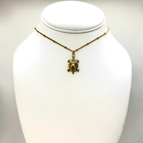 Plain Gold Turtle Necklace