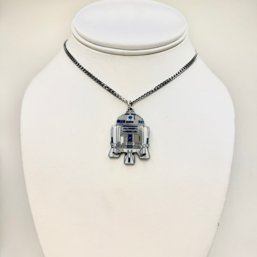 Enamel R2-D2 Necklace in Silver Cuban Chain