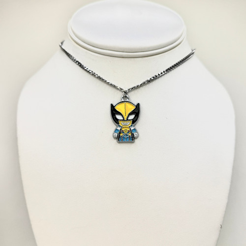 Enamel Wolverine Necklace on Silver Cuban Chain