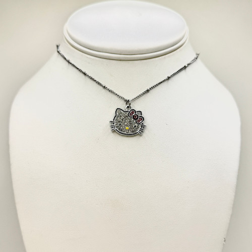 Silver Studded Hello Kitty Necklace