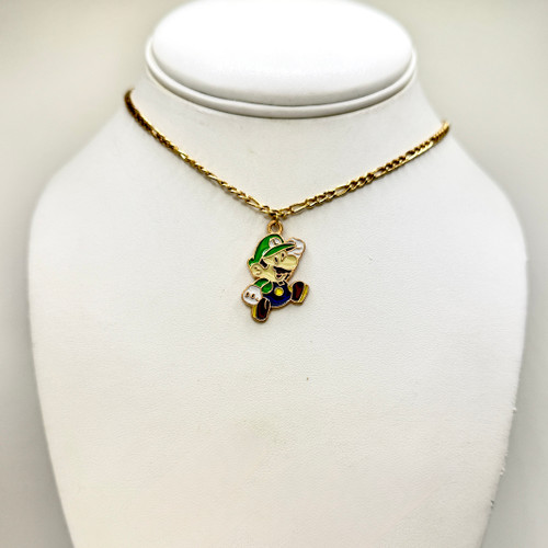 Enamel Luigi Necklace on Gold Cuban Chain