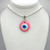 White Beaded Chain Necklace with Light Pink Medium Evil Eye Pendant with adjustable silver findings