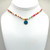 Blue  Enamel Smiley Face on  Rainbow Beaded Chain