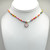 Pink  Enamel Smiley Face on  Rainbow Beaded Necklace