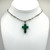 Green Jade Cross Pendant on Beaded Chain