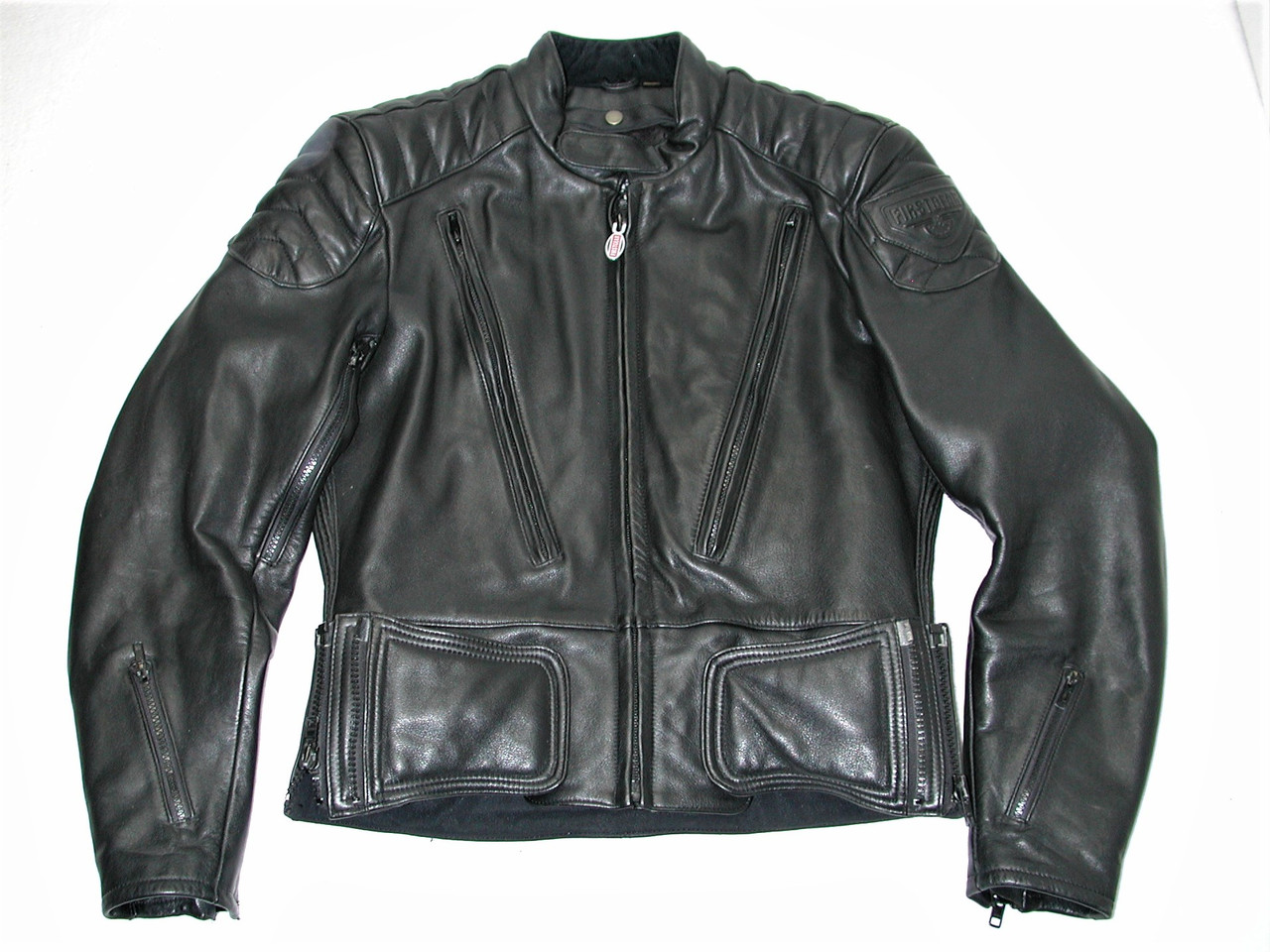 Vintage FIRSTGEAR Men's Black Motorcycle Leather Jacket Size:42