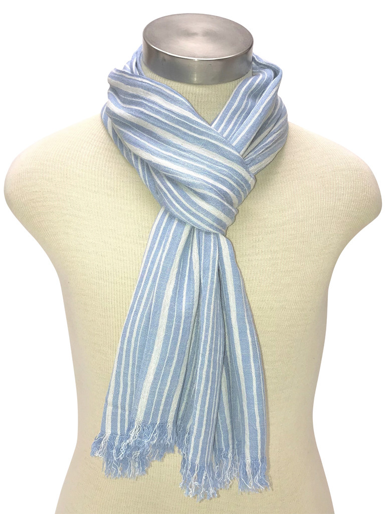 Men Women Unisex Lightweight Light Blue Stripe 73" x 30" Cotton Viscose