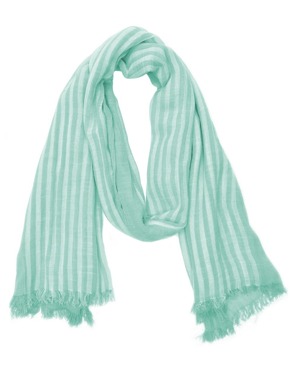 Men Women Unisex Lightweight Aqua Green Bandwagon Stripe 75" x 32" Cotton Viscose Fashion Scarf, Face Cover, Shawl, Wraps