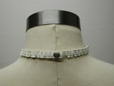 VINTAGE Women Italian White Leather Bow Tie with Grommets