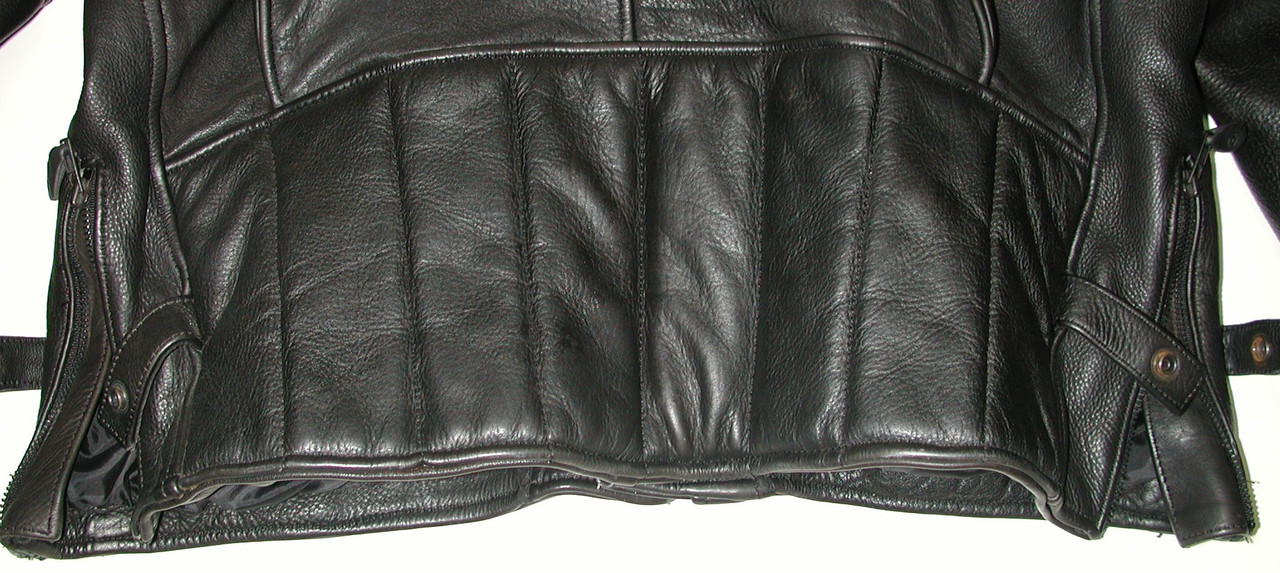 Men's Black Leather Motorcycle Biker Jacket, Size: 46