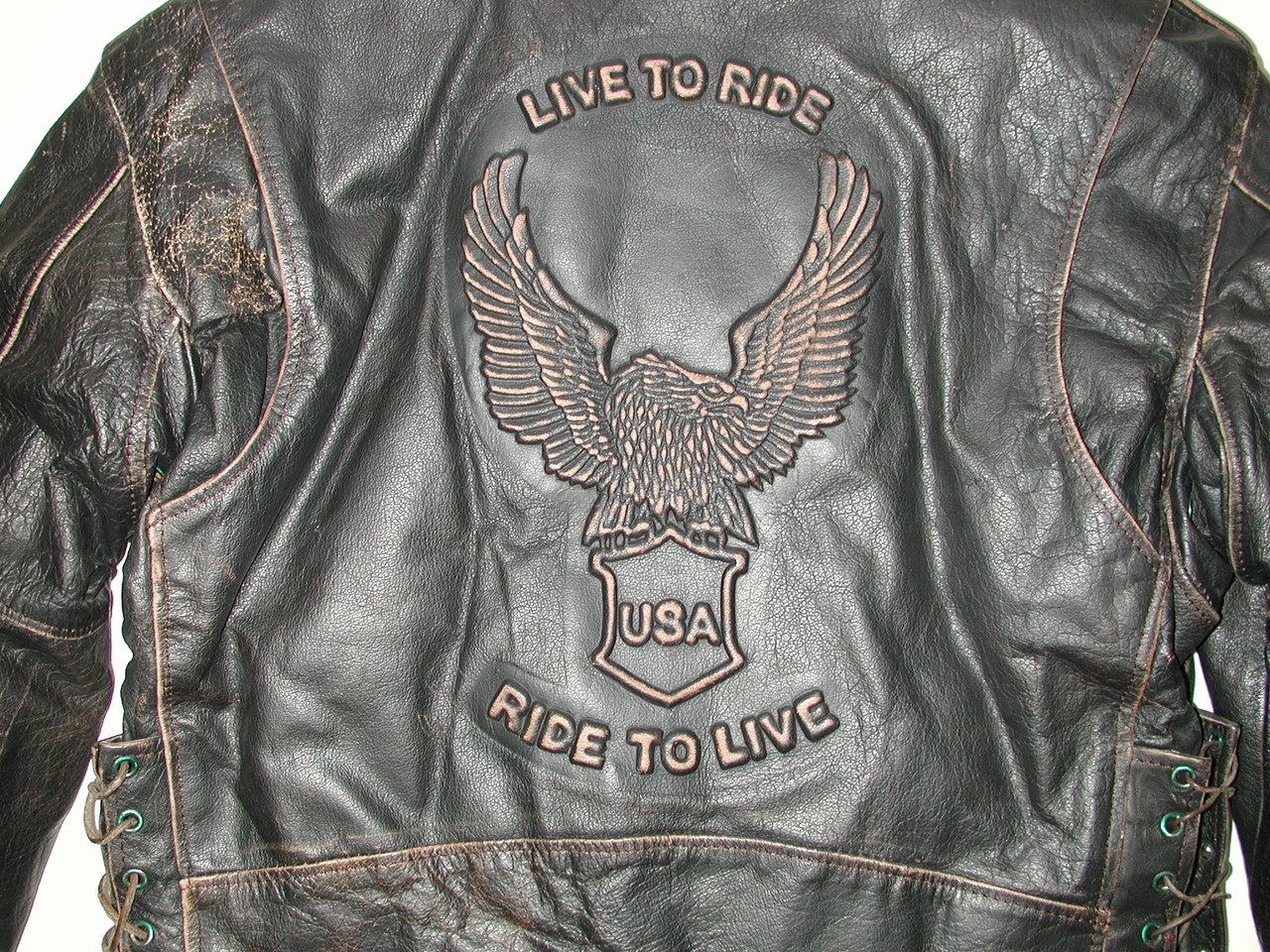 UNIK Men's LIVE TO RIDE Leather Motorcycle Biker Jacket, Sz 44-New