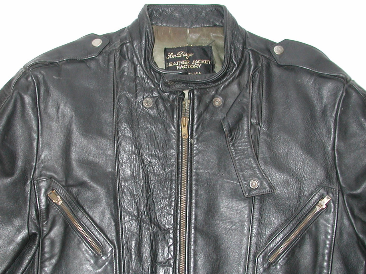 Vintage SAN DIEGO Cafe Racer USA Mens Black Leather Motorcycle Biker Jacket - 42