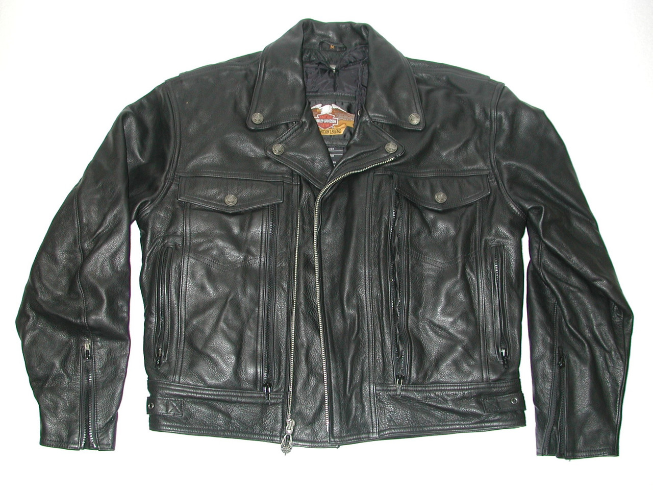 HARLEY DAVIDSON Men's Black Leather Motorcycle Biker Jacket Sz M