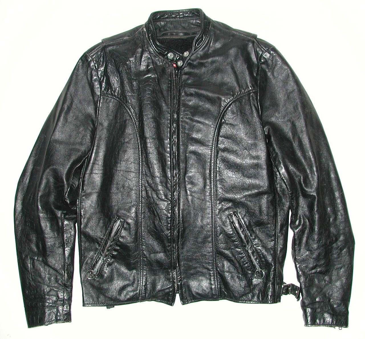 Vintage Brooks Men's Black Leather Motorcycle Biker Jacket, Size 42