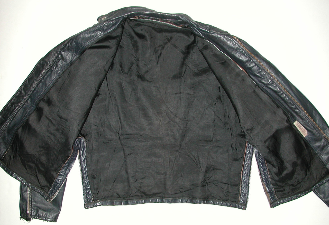 Vintage Cafe Racer Men's Black Leather Motorcycle Biker Jacket Size:46