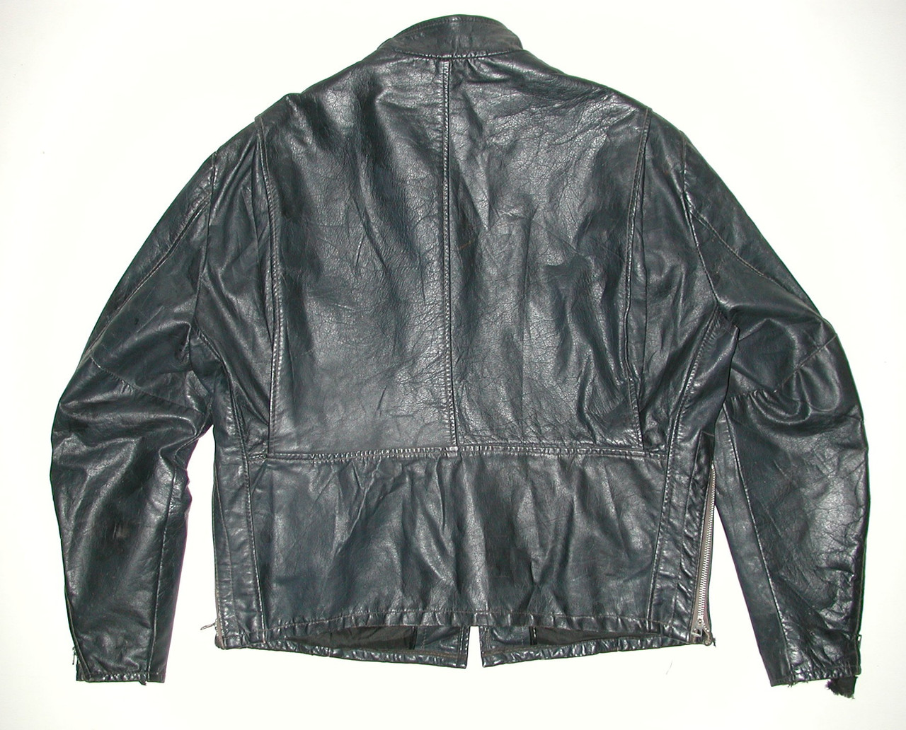 Vintage Cafe Racer Men's Black Leather Motorcycle Biker Jacket Size:46