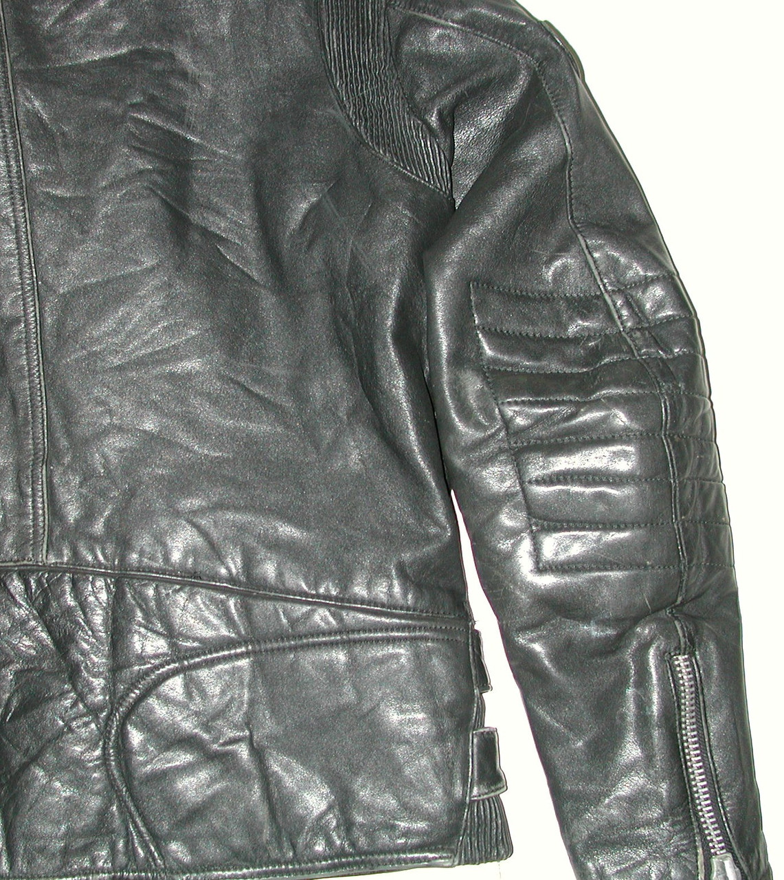 Vintage Black Leather Men's Motorcycle Biker Jacket