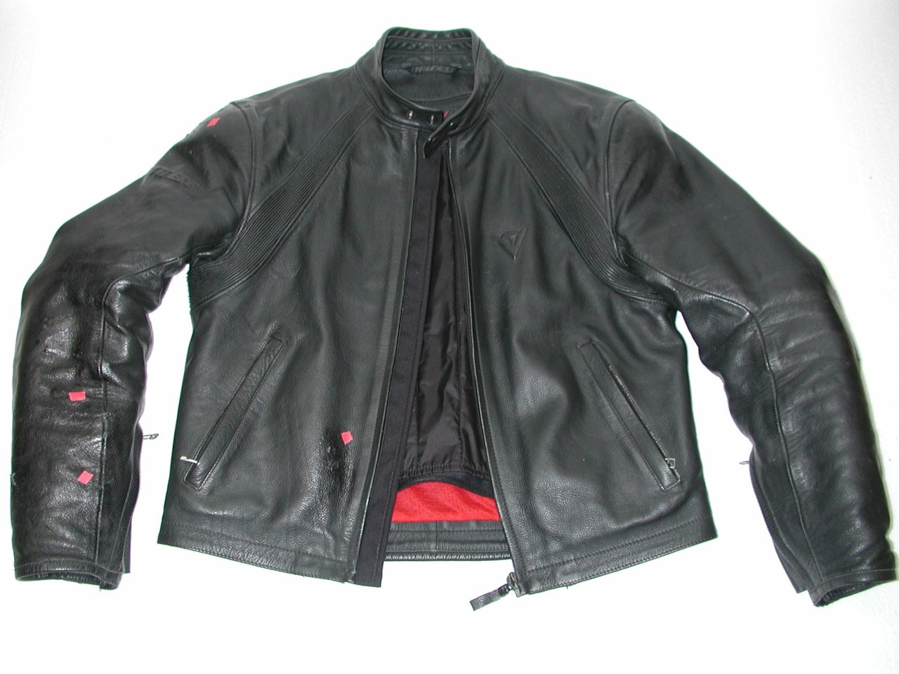 DAINESE Men's Black leather Armor Motorcycle cafe Racer biker Jacket Size:42US