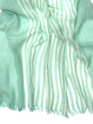 Men Women Unisex Lightweight Aqua Green Bandwagon Stripe 75" x 32" Cotton Viscose Fashion Scarf, Face Cover, Shawl, Wraps