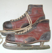 Vintage Alfreds Johnson Men's Two Tone Leather Ice Skate Boots Sz: 10