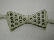 VINTAGE Women Italian White Leather Bow Tie with Grommets