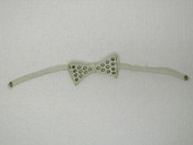 VINTAGE Women Italian White Leather Bow Tie with Grommets