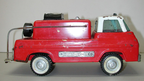 Vintage 1960 Nylint Steel 12" Red Ford Fire Truck Toy Car