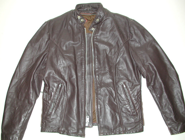 Vintage Men's Brown Leather Cafe Racer Motorcycle Biker Jacket SZ: 40