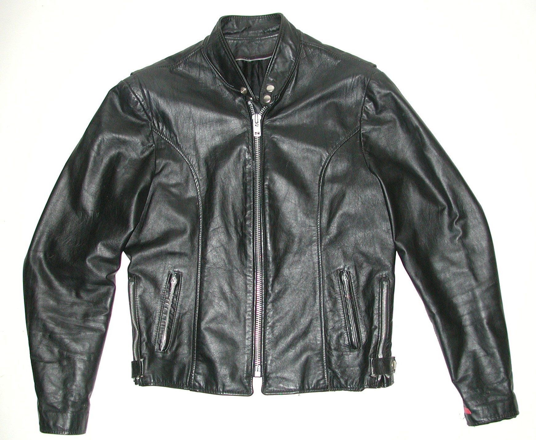 Black Leather Cafe Racer Men's Motorcycle Biker Jacket Sz 40 - American ...