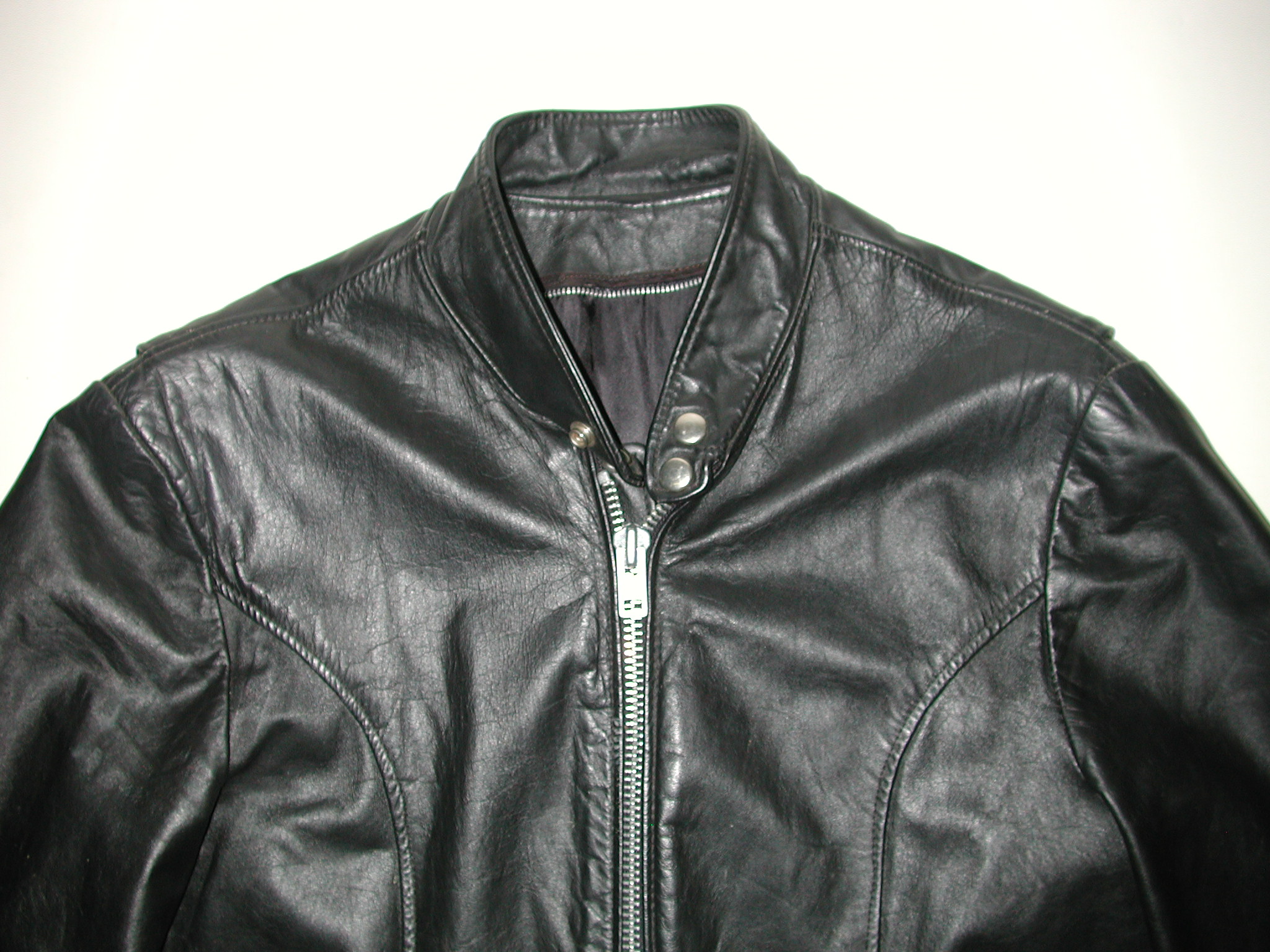 Black Leather Cafe Racer Men's Motorcycle Biker Jacket Sz 40 - American ...