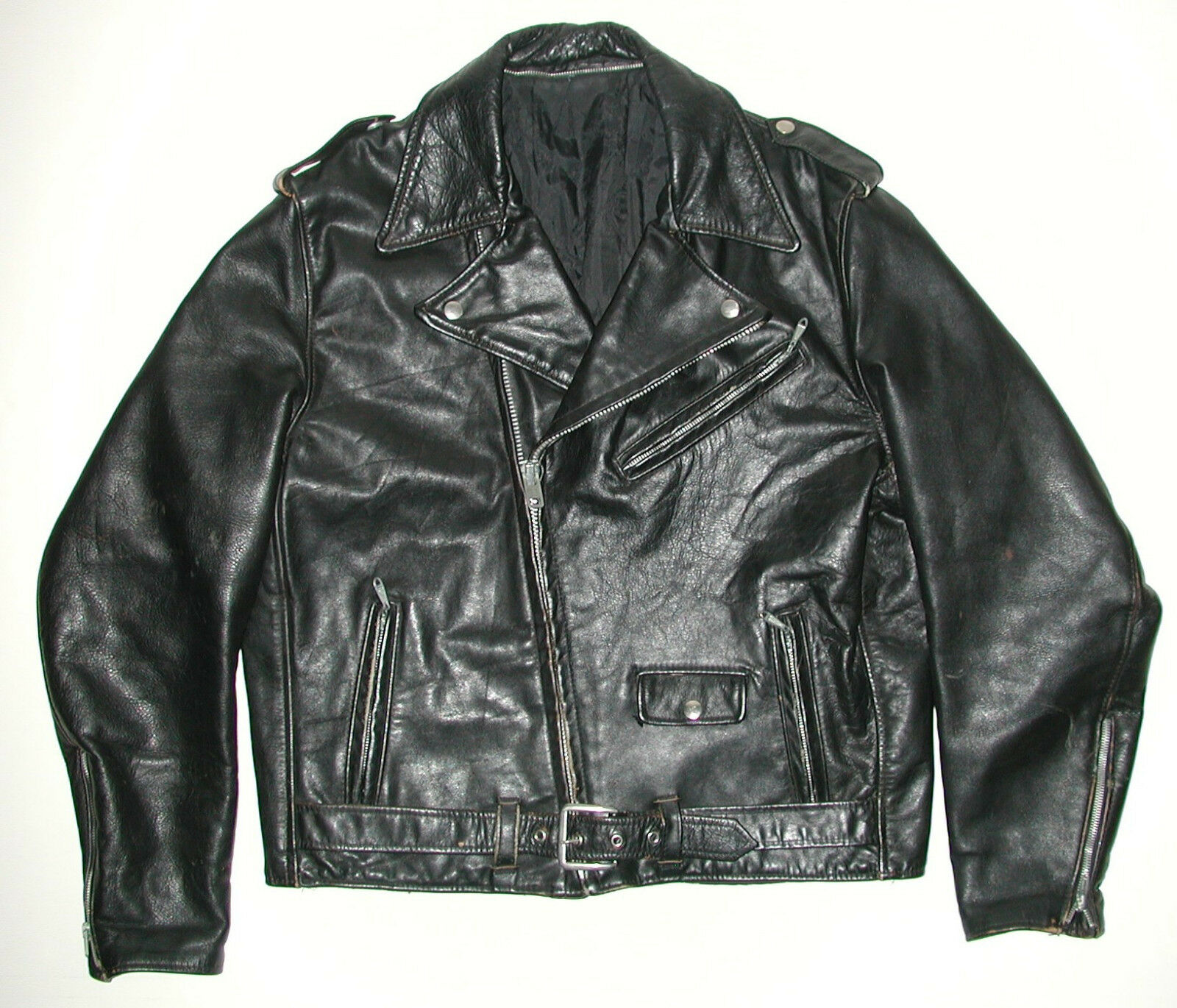 Vintage Men's Black Leather Motorcycle Biker Jacket