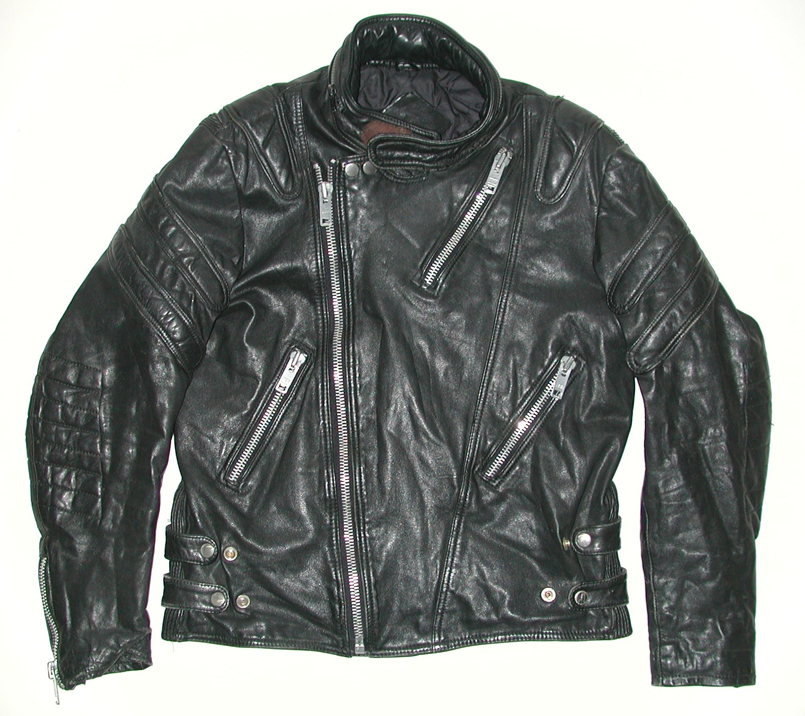 Vintage Black Leather Men's Motorcycle Biker Jacket