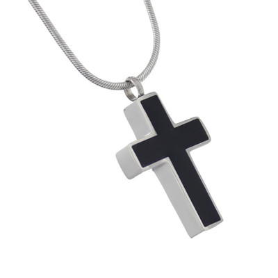 Black Cross Cremation Jewelry Pendant