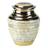 Mother of Pearl Double Band Brass Urn - Medium