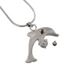 Opening with Screw - Dolphin Gemstone Cremation Jewelry Pendant