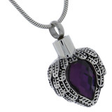 Amethyst Angel Heart Cremation Jewelry