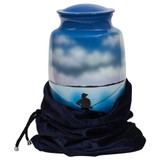 Fishing Cremation Urn - Shown with Optional Storage Bag (Sold Separately)