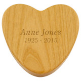 Devoted Heart Keepsake Urn Box in Alder with Sample Engraving