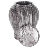 Wave Gray Marble Urn - Shown with Lid Off