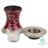 Loving Hearts Tealight Urn - Shown with Lid Off