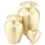 Goldenglow Heart Keepsake Shown with Optional Urns (Sold Separately)
