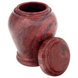 Red Marble Urn - Extra Small Shown with Open Lid