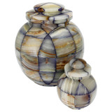 Mosaic Blue Onyx Cremation Urn - Shown with Extra Small Urn - Sold Separately
