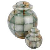 Mosaic Green Onyx Urn - Shown with Extra Small Urn - Sold Separately