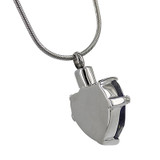 Back View- Blue Heart Gemstone Cremation Jewelry