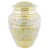 Mother of Pearl Double Band Brass Urn