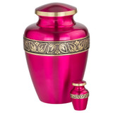 Sapphire Pink Brass Urn - Shown with Matching Keepsake (Sold Separately)