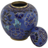 Azure Blue Cloisonne Keepsake Urn - Shown with Lid Off